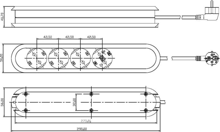 Actual product image Bachmann Table socket (4x, CEE 7/3, 1.50 m)