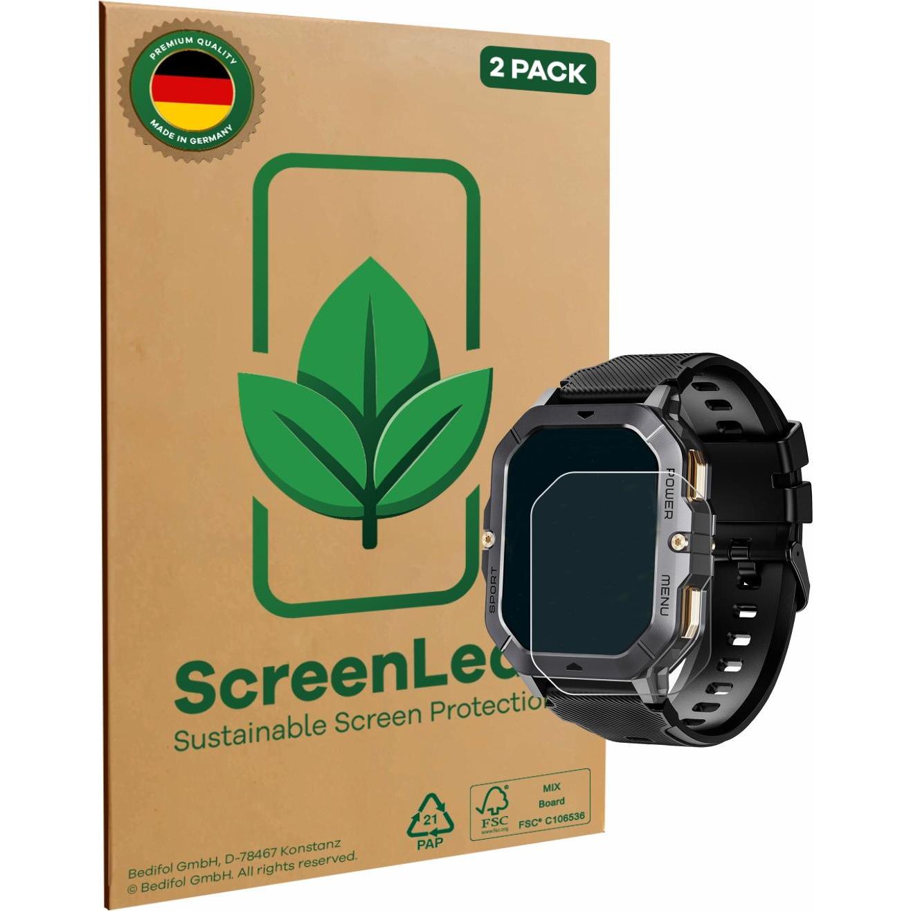 ScreenLeaf Schutzfolie nachhaltiger Displayschutz Display Schutz Folie Klar Transparent, Smartwatch Schutzfolie, Transpa...