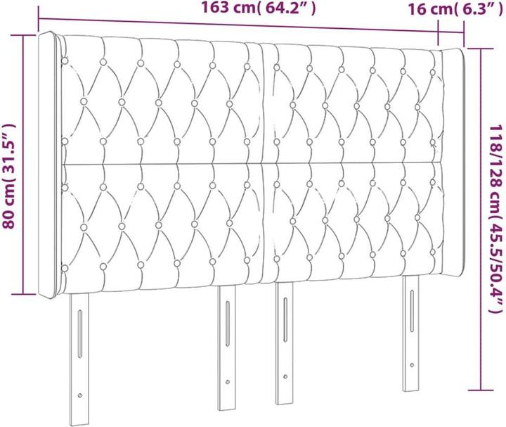 Produktbild vidaXL Kopfteil (163 x 16 x 128 cm)