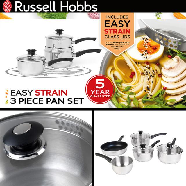 Produktbild Russell Hobbs RH00542EU7 Easy Strain Topfset 3tlg (Kochtopf, Edelstahl)