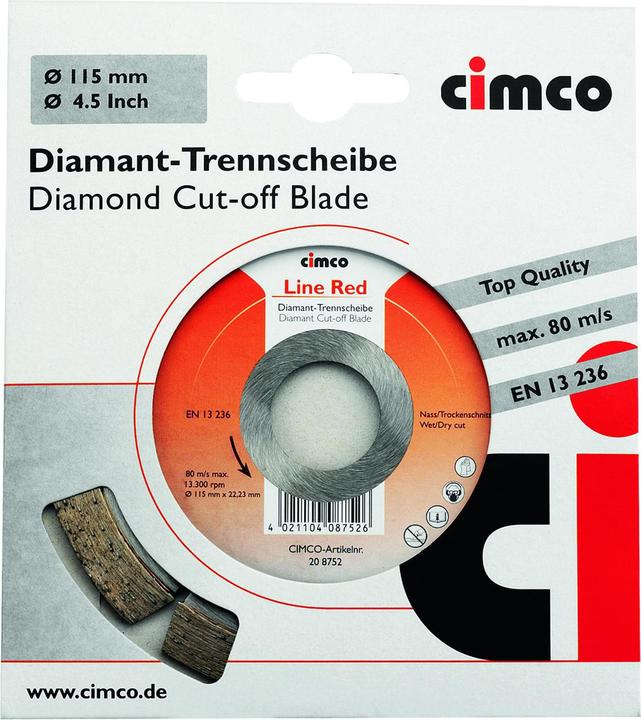 Produktbild Cimco Diamant-Trennscheibe Kalksandstein Durchmesser 180
