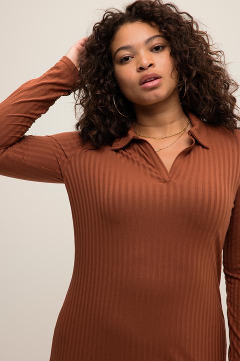 Actual product image Studio Untold Polo Collar Ribbed Knit Long Sleeve Slim Fit Dress (46, 48)