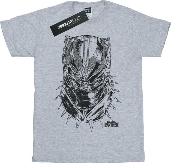 Actual product image Boys Black Panther Spray Headshot T-Shirt (140, 146)