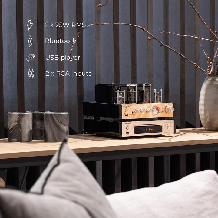 Actual product image Madison buizenversterker 2 x 25W RMS Bluetooth USB Line (Tube amplifier)