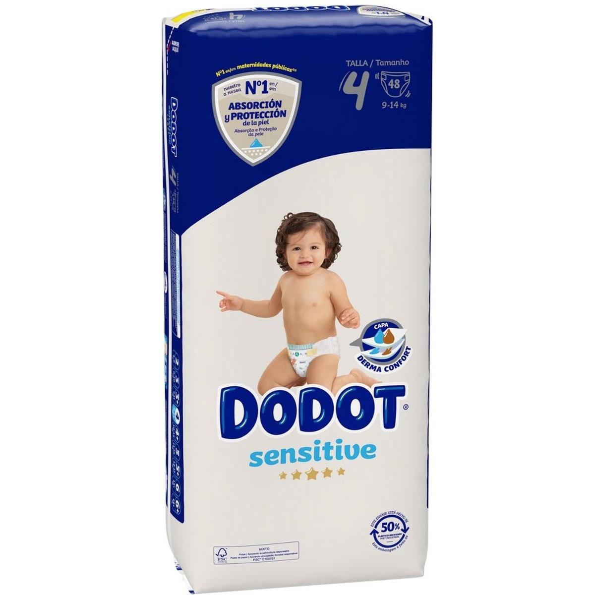 Dodot SENSITIVE T4 pañales 9-14 kg 48 uds (Dimensione 4, Pacco trasportabile, 48 pz.)
