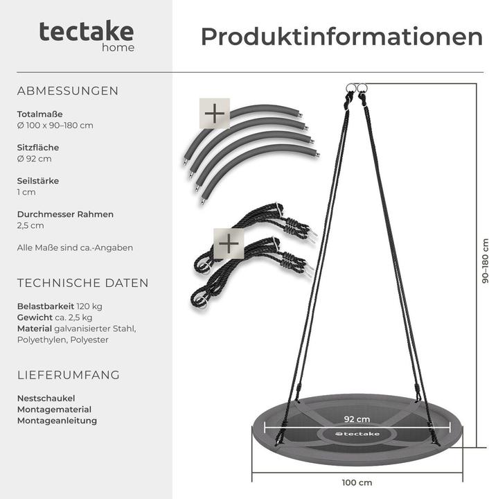 Actual product image tectake Swayer Nest Swing, height adjustable, 300 kg