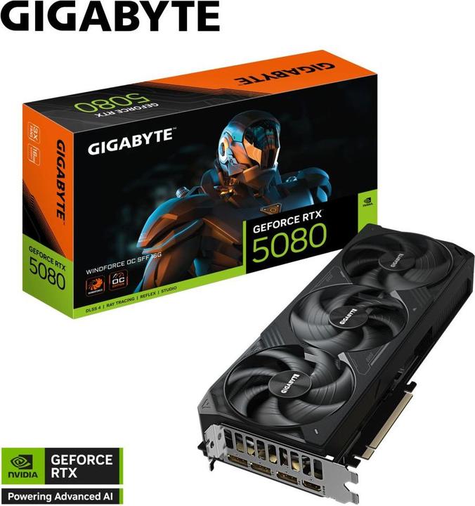 Actual product image Gigabyte GeForce RTX 5080 WINDFORCE OC SFF (16 GB, GDDR7)