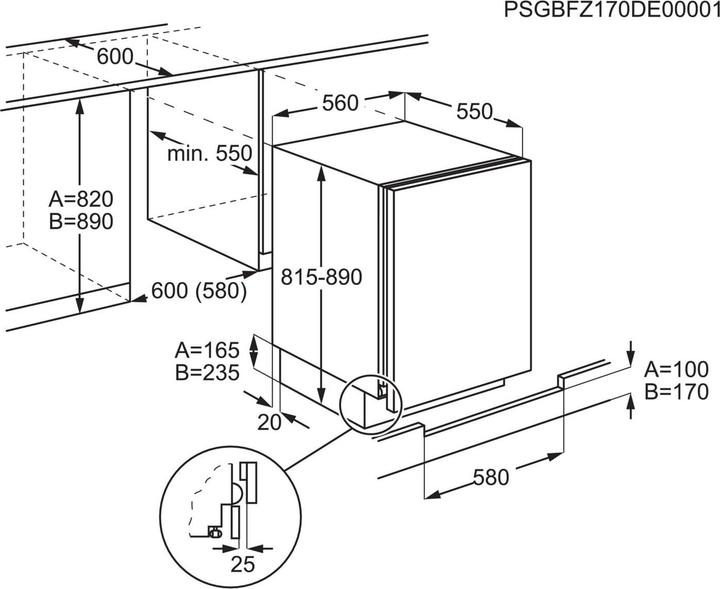 Image du produit Electrolux ESB2AE82S Réfrigérateur combiné encastrable Classe (91 l)