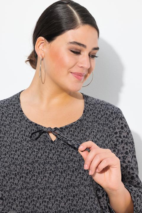 Produktbild Ulla Popken Bluse, A-Linie, Smok-Einsatz, farbiges Minimalmuster (46, 48)