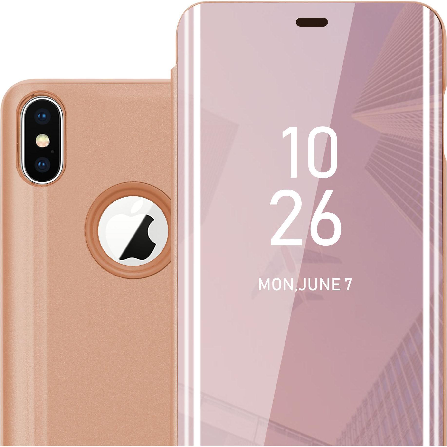 Cadorabo Book Smart View Spiegel Cover (Apple iPhone XS Max), Smartphone Hülle, Pink