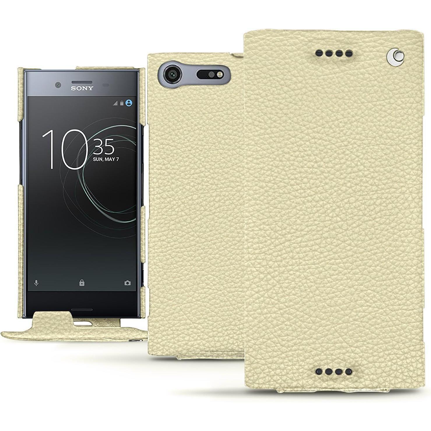 Noreve Lederschutzhülle vertikal (Sony Xperia XZ Premium), Smartphone Hülle, Weiss