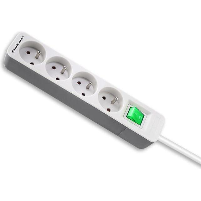 Qoltec, Steckdosenleiste, 50288 power extension 4 AC outlet(s) Indoor White (4 x, CEE 7/5, 1.80 m)