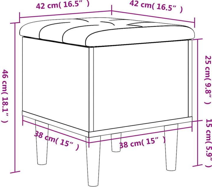 Immagine prodotto VidaXL Panca con contenitore Grigio Sonoma 42x42x46 cm (42 cm)