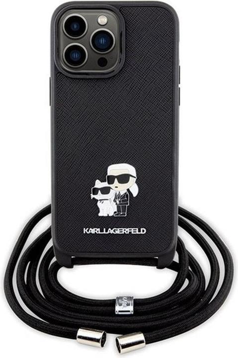 Productafbeelding Karl Lagerfeld KLHCP14XSAKCPSK iPhone 14 Pro Max 6,7" hardcase czarny/zwart Crossbody Saffiano Metaal (Apple iPhone 14 Pro Max)