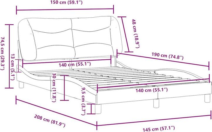 Image du produit vidaXL Bettgestell (140 x 190 cm)