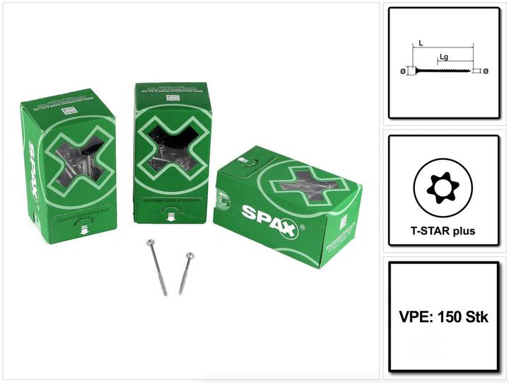 Produktbild Spax Tellerkopf Ohne Linse T-Star Plus T20 Gewindelänge 46 mm Wirox (150 Schrauben pro Stück)