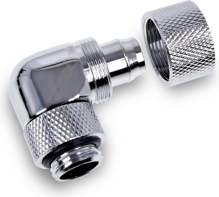 Actual product image Alphacool Icicle 13/10mm Screw-on 90?? rotatable G1/4 - 4pcs Set Chrome