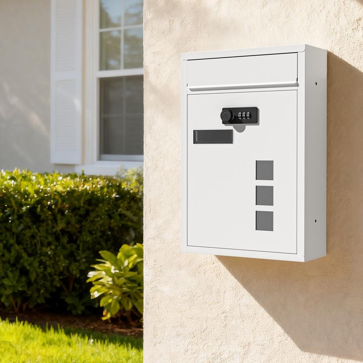 Actual product image Wiltec Wall Mailbox Code Lock Letterbox Postbox Pillar Letter Mail Post Box