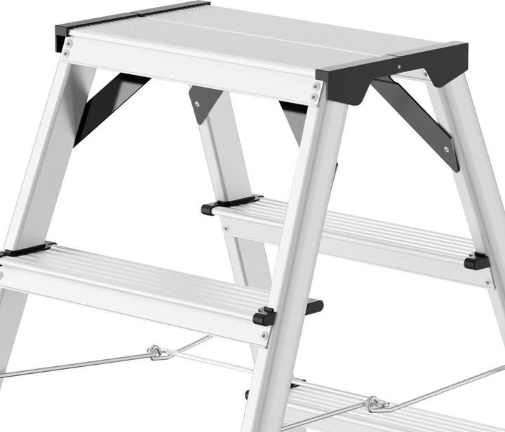 Produktbild Hailo D60 StandardLine, Alu-Sicherheits-Doppelstufenleiter, 2 x 7 Stufen (Stehleiter, 136 cm)