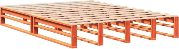 Produktbild vidaXL Massivholzbett Holzbett Bett Palettenbett mit Kopfteil 140x190cm Kiefer (140 x 190 cm)