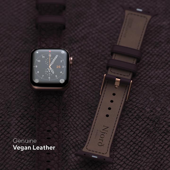 Immagine prodotto Njord Cinturino Per Orologio Eldur (41 mm, 40 mm, Pelle Vegan, Silicone, Pelle di salmone vegana)