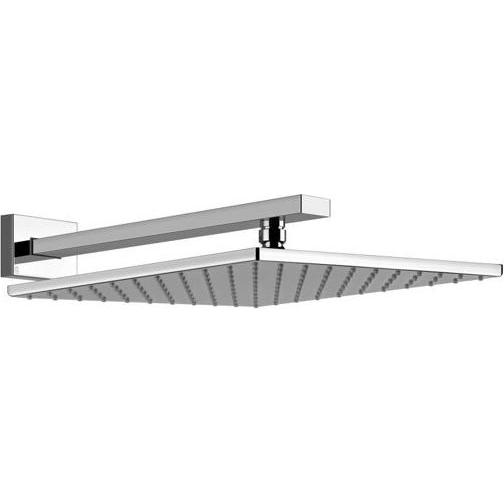 Gessi, Badarmatur, Rettangolo Antikalk-Kopfbrause 300x300 mm mit Gelenk und Wandarm, 1/2 Anschluss. Bei 3 bar Dru