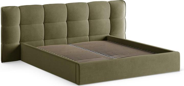 Actual product image Micadoni Velvet Storage Bed With Headboard, "Eric", Light Green, 225x270x104 Made in Europe (180 x 200 cm)