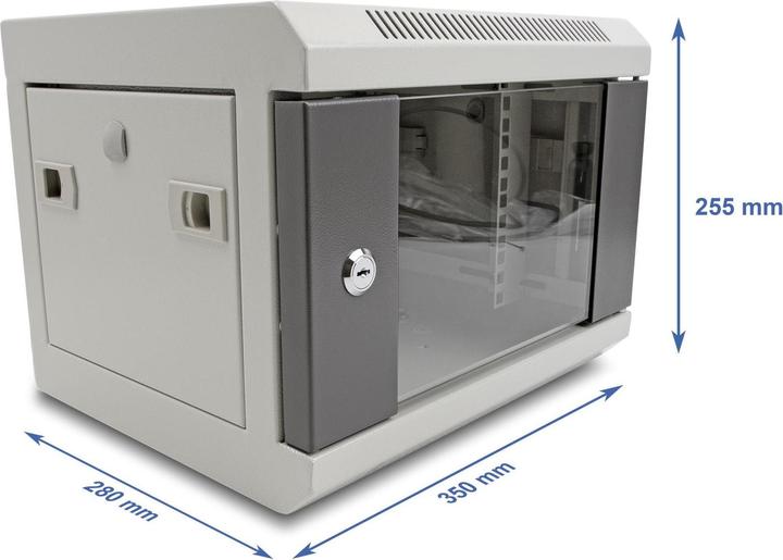 Produktbild Delock 10? Netzwerkschrank mit Glastür 4 HE grau (4 HE, 10 Zoll Rack)