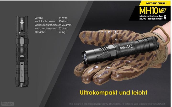 Immagine prodotto Nitecore MH10 V2 - 1200 lumen (14.70 cm, 1200 lm)
