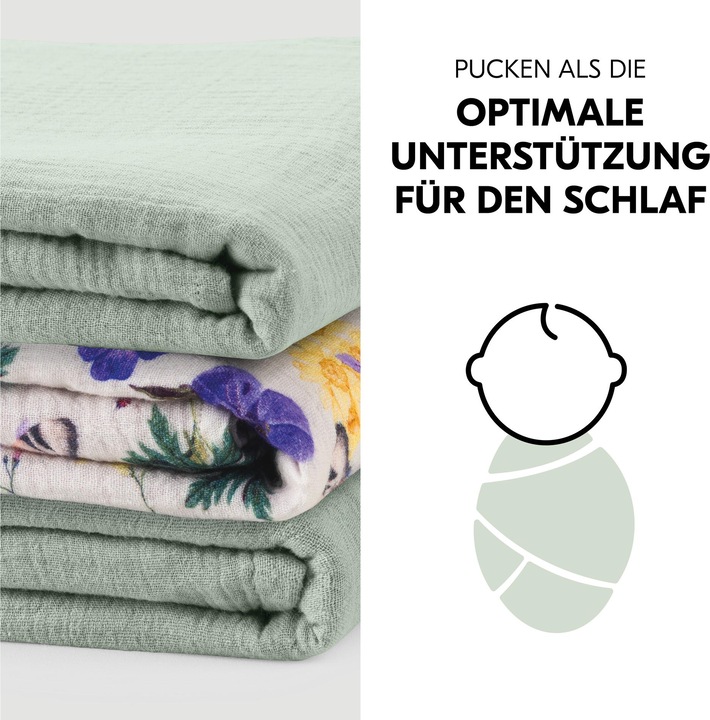 Actual product image Hauck Cuddle N Clean 3Set Sage/ Beige Floral (80 cm, 80 cm)