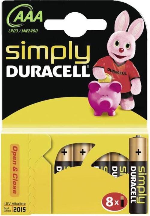Produktbild Duracell Alkaline Batterie "simply" Micro AAA, 8er Blister (8 Stk., AAA)