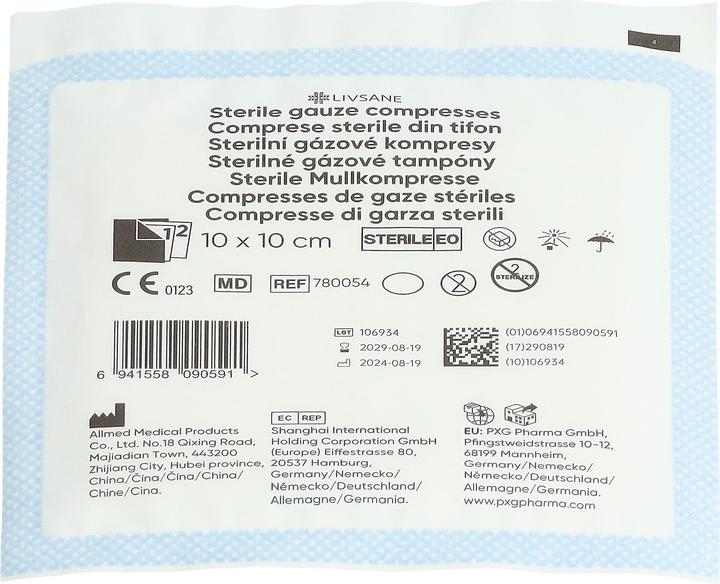 Produktbild Livsane Mullkompresse 10x10cm steril 2 x 25 Stk