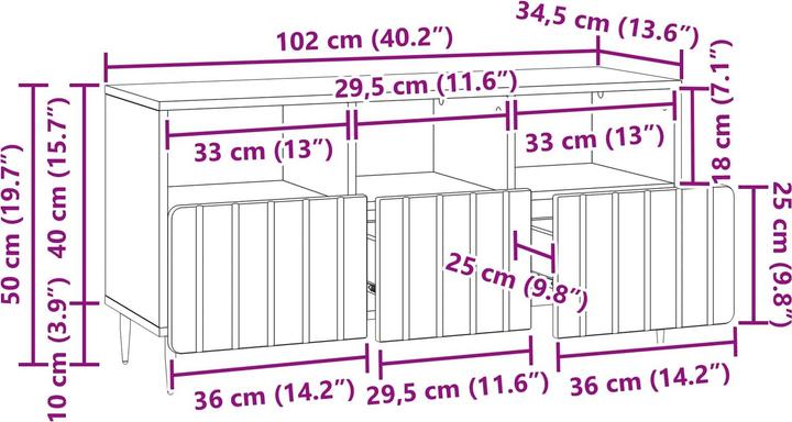 Produktbild vidaXL TV-Schränk (34.50 x 102 x 50 cm)