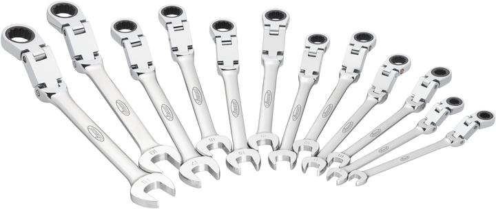 Vigor Double-jointed ratchet ring spanner set V6752/12 12 pieces (18 mm, 16 mm, 15 mm, 8 mm, 14 mm, 12 mm, 13 mm, 17 mm, 9 mm, 10 mm, 11 mm, 19 mm)