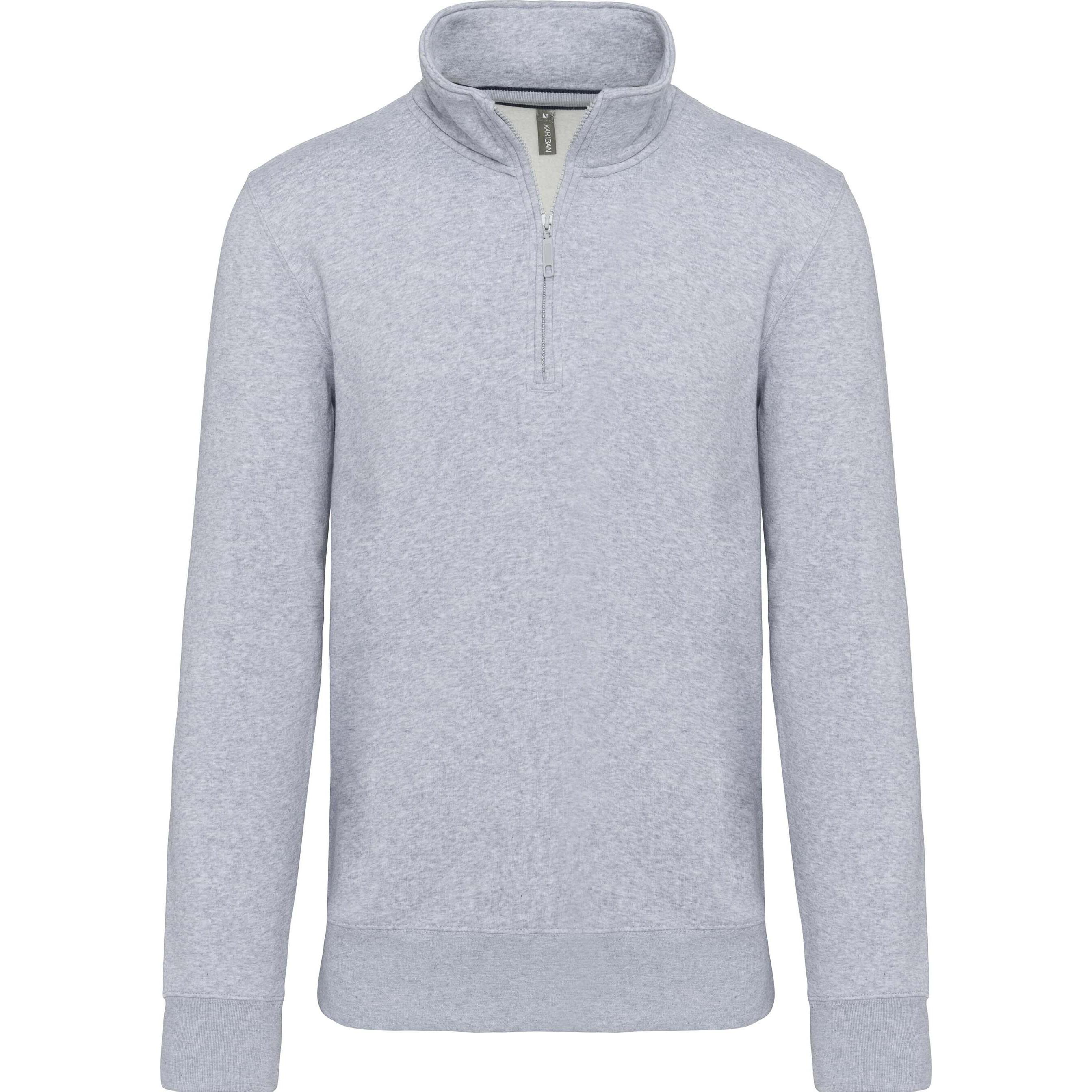 Kariban, Herren, Pullover, Col Zippé, Grau, (L)