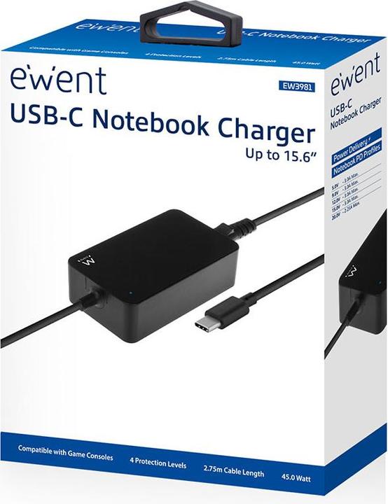 Produktbild Ewent EW3981 Netzteil & Spannungsumwandler Indoor 45 W Schwarz (45 W)