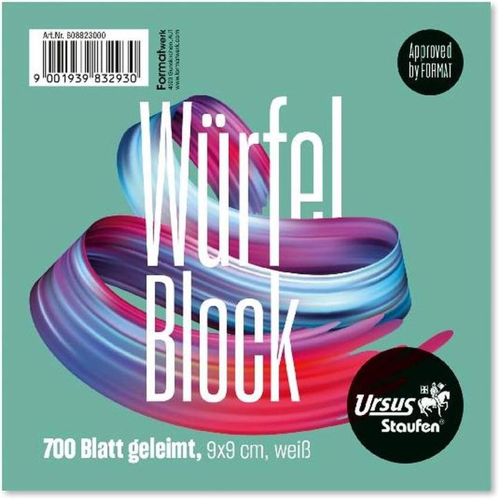 Feuillets de rechange Ursus Style, encollés, 9x9 cm, 700 feuilles, blanc (90 x 90 mm)