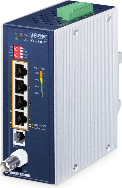 Immagine prodotto Planet 4-Port 1G Ethernet PoE to VDSL2 Extender IVC-234GPT