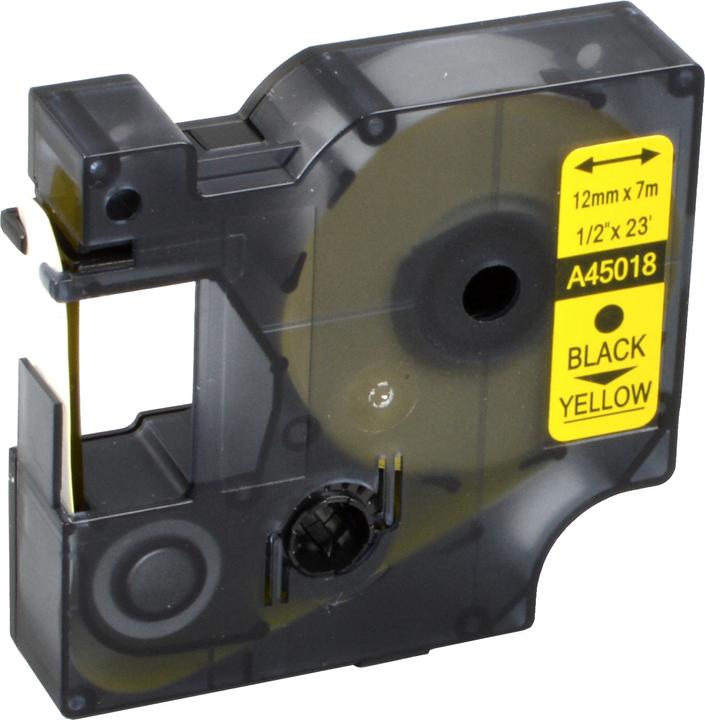 Produktbild Ampertec Label Band kompatibel zu Dymo 45018 schwarz auf gelb 12mm x 7m (1.20 cm, Schwarz)