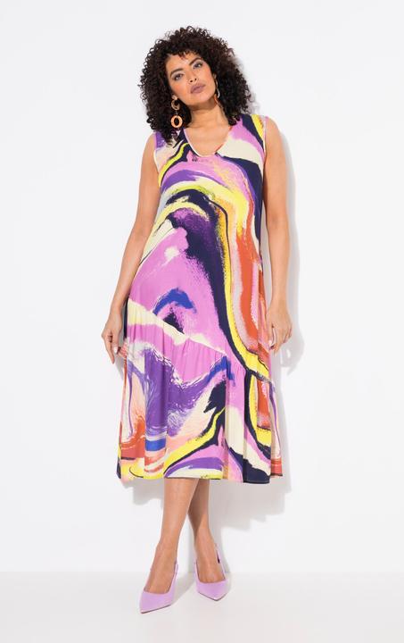 Produktbild Ulla Popken Midikleid, Volant, A-Linie, V-Ausschnitt, ärmellos (54)