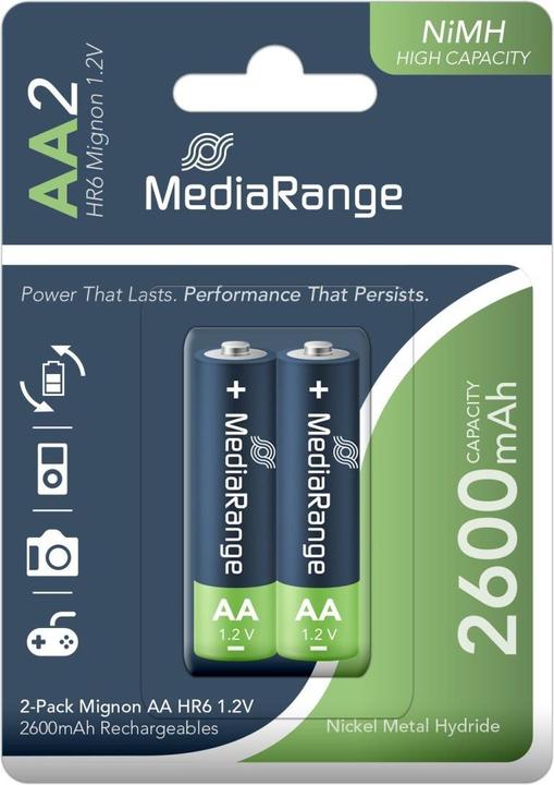 Image du produit MediaRange MRBAT123 (2 pcs, AA / LR6 / LR06 / Mignon / R6 / R14505, 2600 mAh)