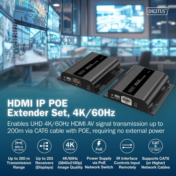 Actual product image Digitus HDMI IP POE Extender Set, 4K/60Hz (CAT extender)