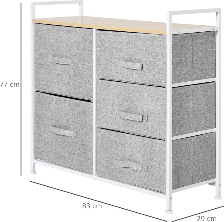 Actual product image Homcom Fabric chest with 5 fabric drawers (83 x 29 x 77 cm)