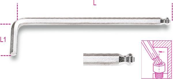 Beta Tools Beta 000960340 96BPC 1,5 Innensechskant-Schlüssel mit Kugelkopf, verchromt