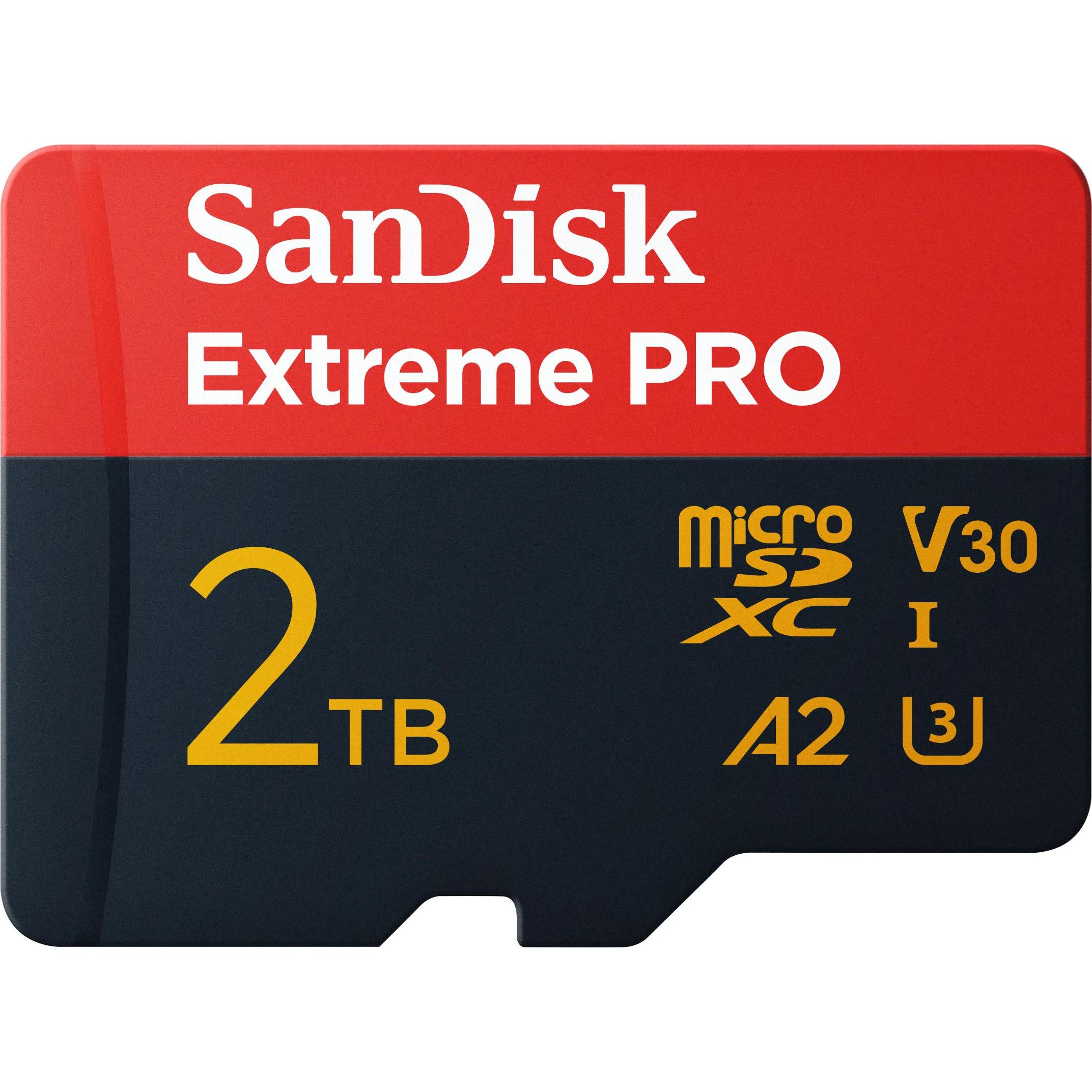 SanDisk Extreme PRO UHS-I V30 (2000 GB, microSDXC, U3, UHS-I), Speicherkarte, Schwarz