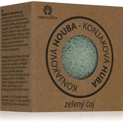 Image du produit Renovality Eponge nettoyante au thé vert et aux champignons de Konjac 7x4 cm (Lingettes nettoyantes pour le visage)