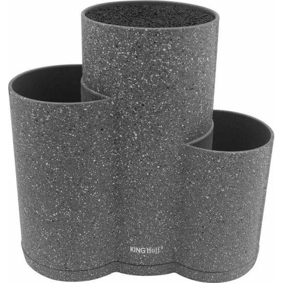 Kinghoff UNIWERSALNY BLOK STOJAK DO NOŻY 3w1 KH-1568 SZARY, Messerblock, Grau