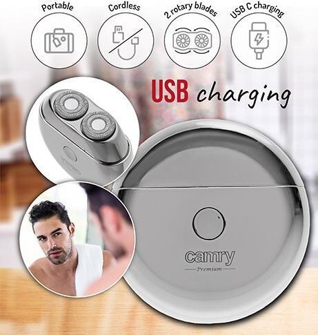 Actual product image Camry CR 2938 Travel shaver 2 heads from ears