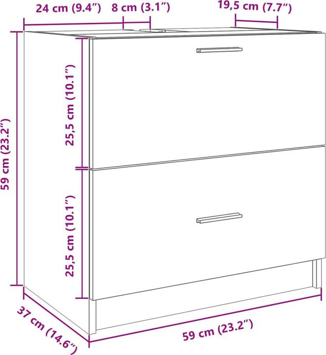 Actual product image VidaXL Waschbeckenunterschrank (59 x 37 x 59 cm)