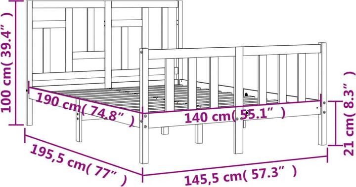 Image du produit vidaXL Bettrahmen (140 x 190 cm)